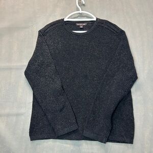 Michael Kors Sweater Mens XL Gray Tight Knit Wool Blend Crew Neck Sweater